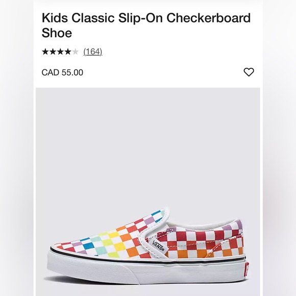 Vans Classic Slip-On Checkerboard Rainbow Shoe Kids - Picture 7 of 8